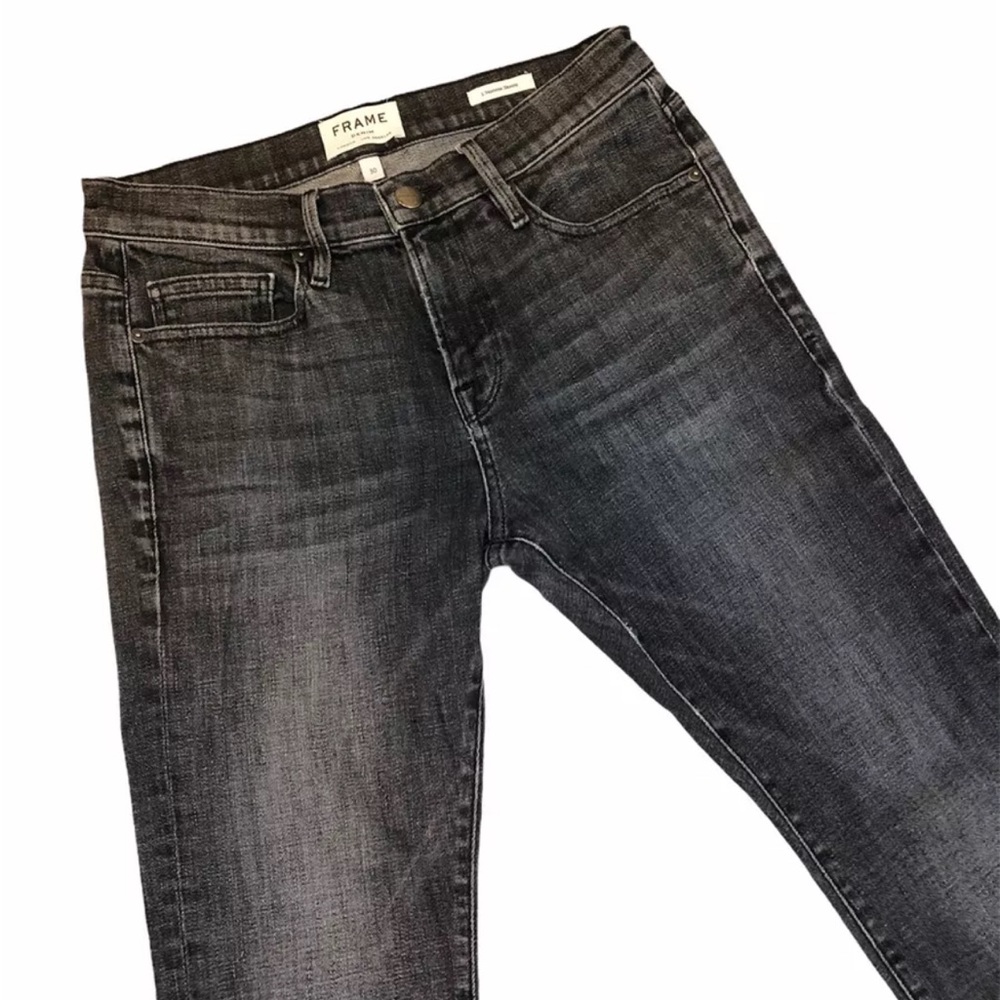 MEN'S FRAME DENIM L'HOMME Skinny  BENJAMIN BLACK JEANS Faded Distressed 30 X 32